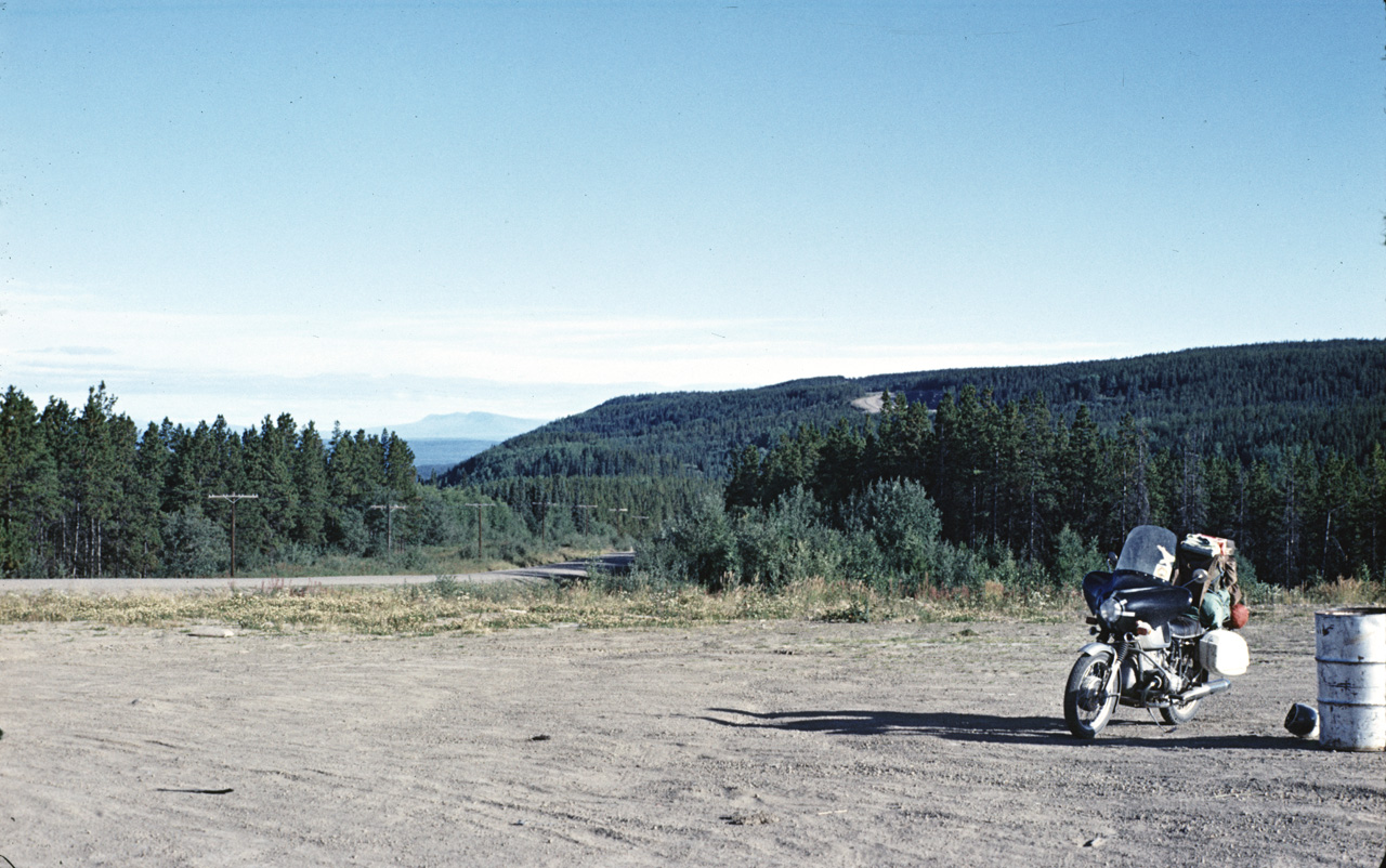 72-09-01, 006, Bike on Alaska Hwy, 195 mi, British Columbia