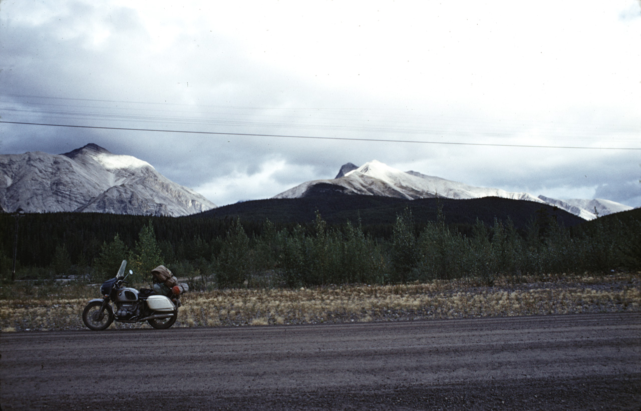 72-09-01, 021, Bike on Alaska Hwy, 456 mi, British Columbia