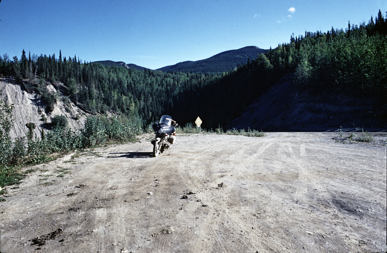 72-09-01, 027, Bike on Alaska Hwy, 570 mi, British Columbia, CA