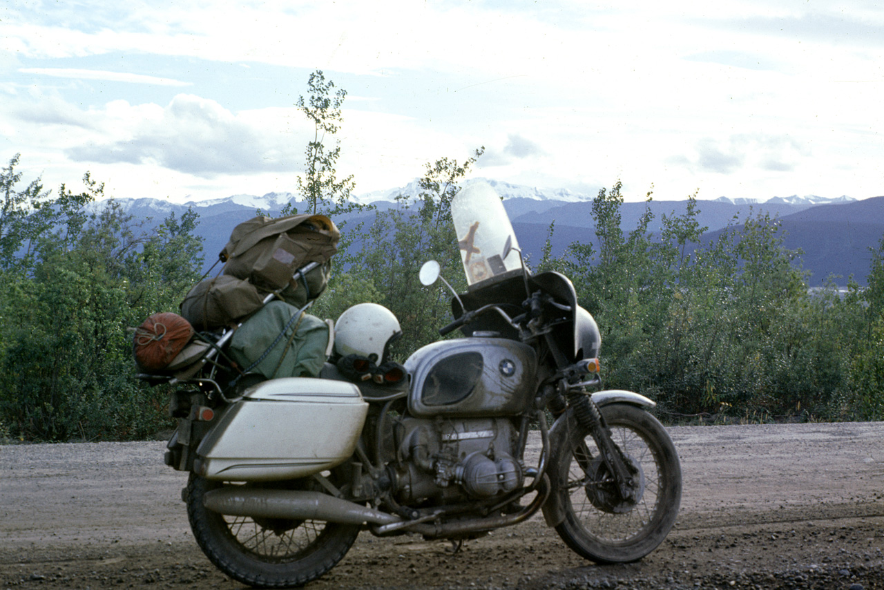 72-09-01, 054, Bike on Alaska Highway, 1128 mi, Yukon, Ca