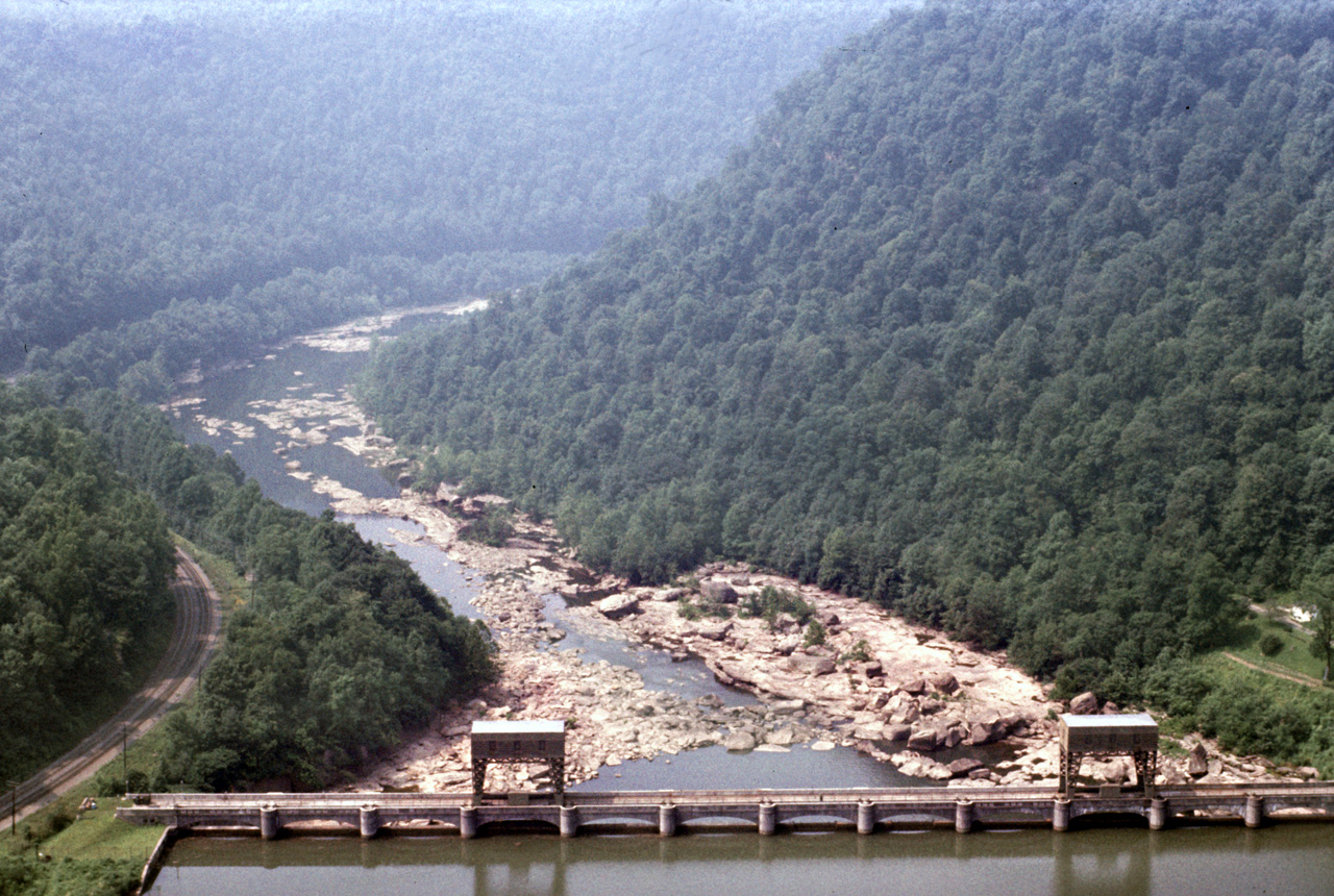 75-07-02, 009, Veiw from Dam-River Rt 60 in West Viirginia